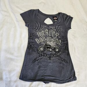 Harley-Davidson Womens Fitted Top Charcoal Graphic Tee